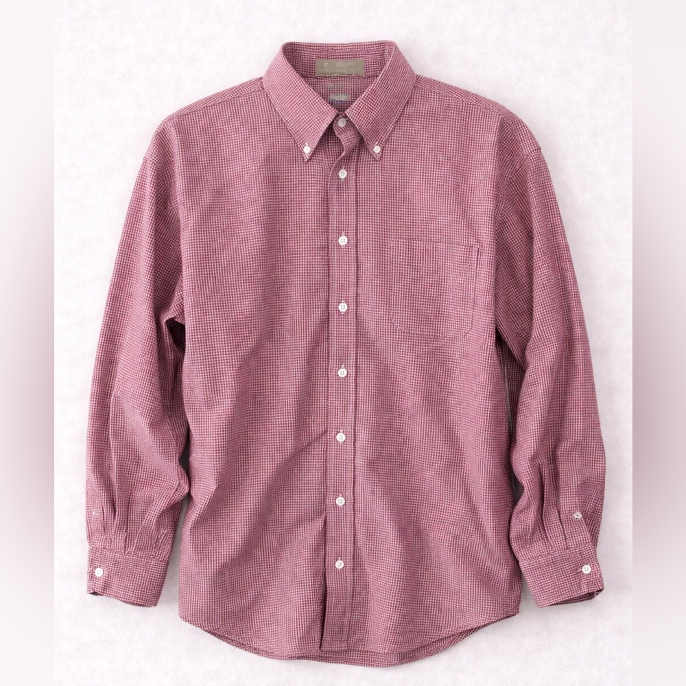 Nordstrom Men’s Red Gingham Button Down Dress Shirt 16.5 Cotton Classic Fit